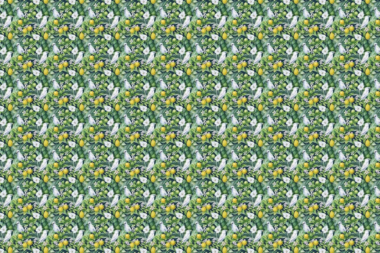 Botanische Tapete Blossom Citrus Charm, grün, waschbar Botanische Tapete Blossom Citrus Charm, grün, waschbar