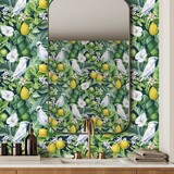 Botanische Tapete Blossom Citrus Charm, grün, waschbar Botanische Tapete Blossom Citrus Charm, grün, waschbar