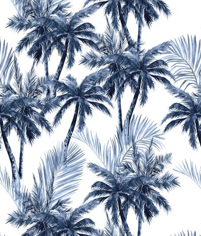 Palmentapete Blue Palm Dreams, blau, waschbar