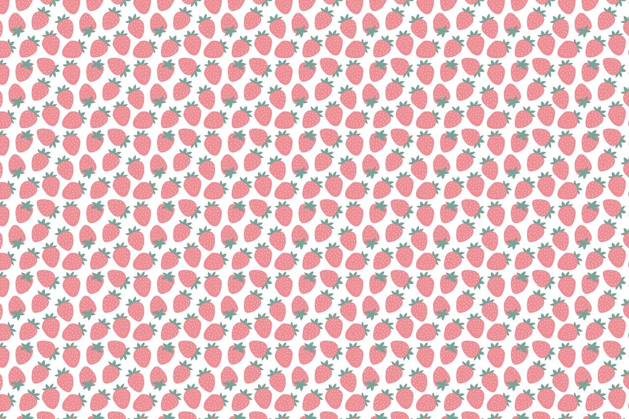 Kinderbehang Strawberry Fun Frenzy, roze, afwasbaar Kinderbehang Strawberry Fun Frenzy, roze, afwasbaar