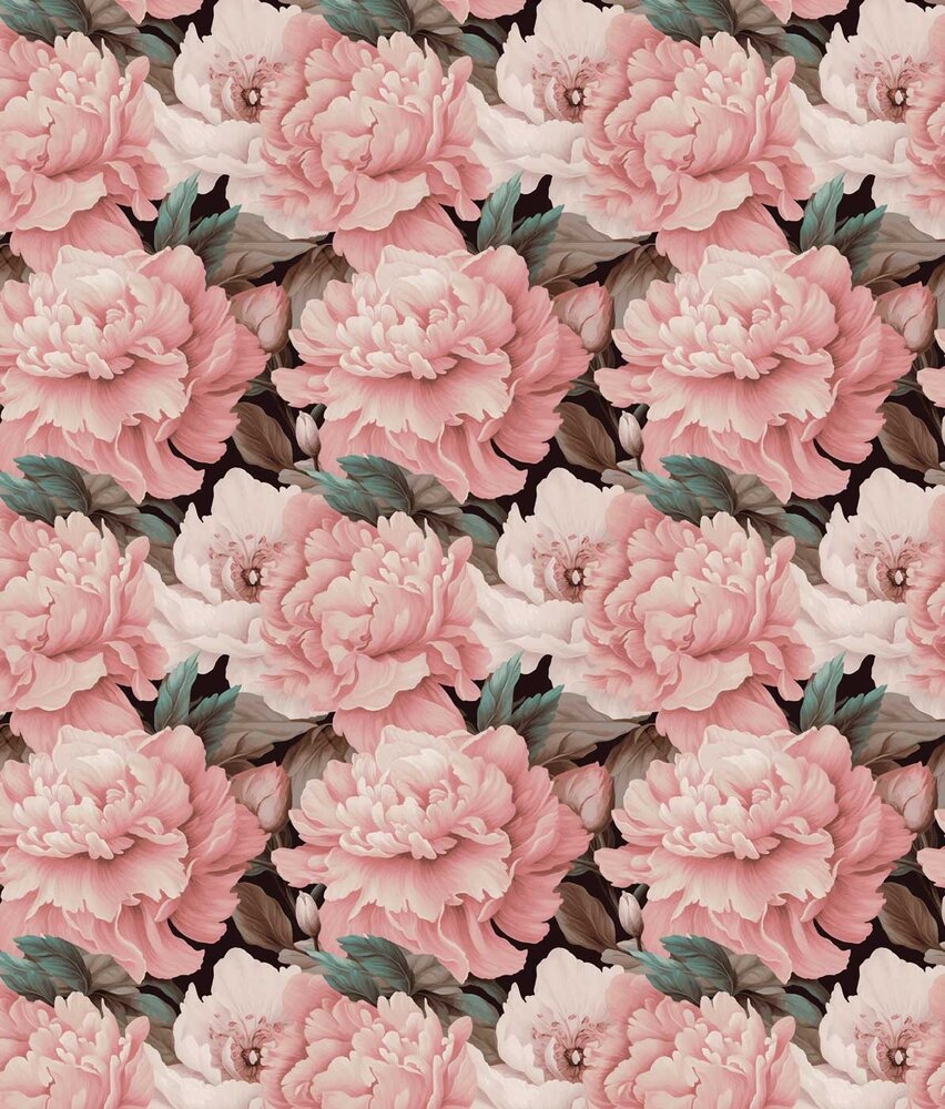 Bloemen behang Pink Floral Elegance, roze, afwasbaar Bloemen behang Pink Floral Elegance, roze, afwasbaar