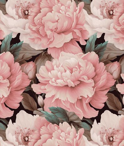 Bloemen behang Pink Floral Elegance, roze, afwasbaar Bloemen behang Pink Floral Elegance, roze, afwasbaar