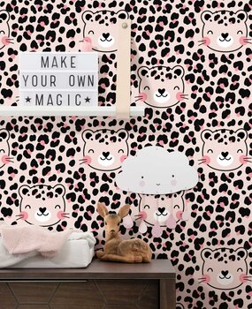 Kindertapete Tiere Safari Dreams, rosa, waschbar Kindertapete Tiere Safari Dreams, rosa, waschbar