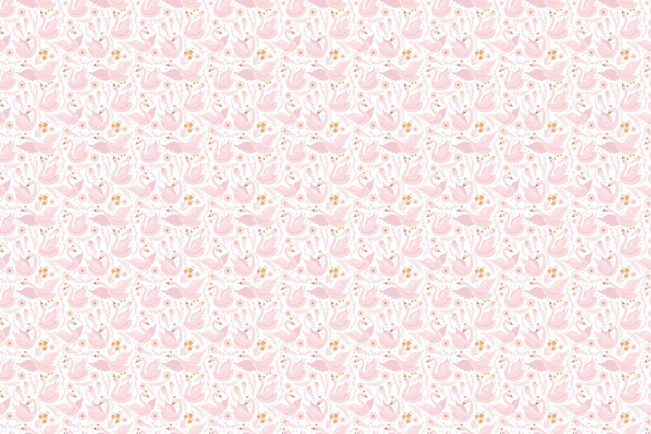 Kindertapete Enchanting Swan Paradise, rosa, waschbar Kindertapete Enchanting Swan Paradise, rosa, waschbar