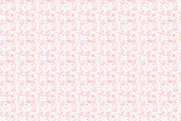 Kinderbehang Enchanting Swan Paradise, roze, afwasbaar Kinderbehang Enchanting Swan Paradise, roze, afwasbaar