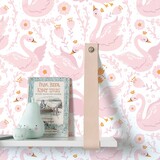Children's wallpaper Enchanting Swan Paradise, pink, washable Children's wallpaper Enchanting Swan Paradise, pink, washable