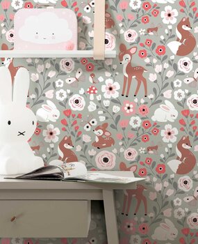 Kinderbehang Sweet Woodland Creatures, afwasbaar Kinderbehang Sweet Woodland Creatures, afwasbaar