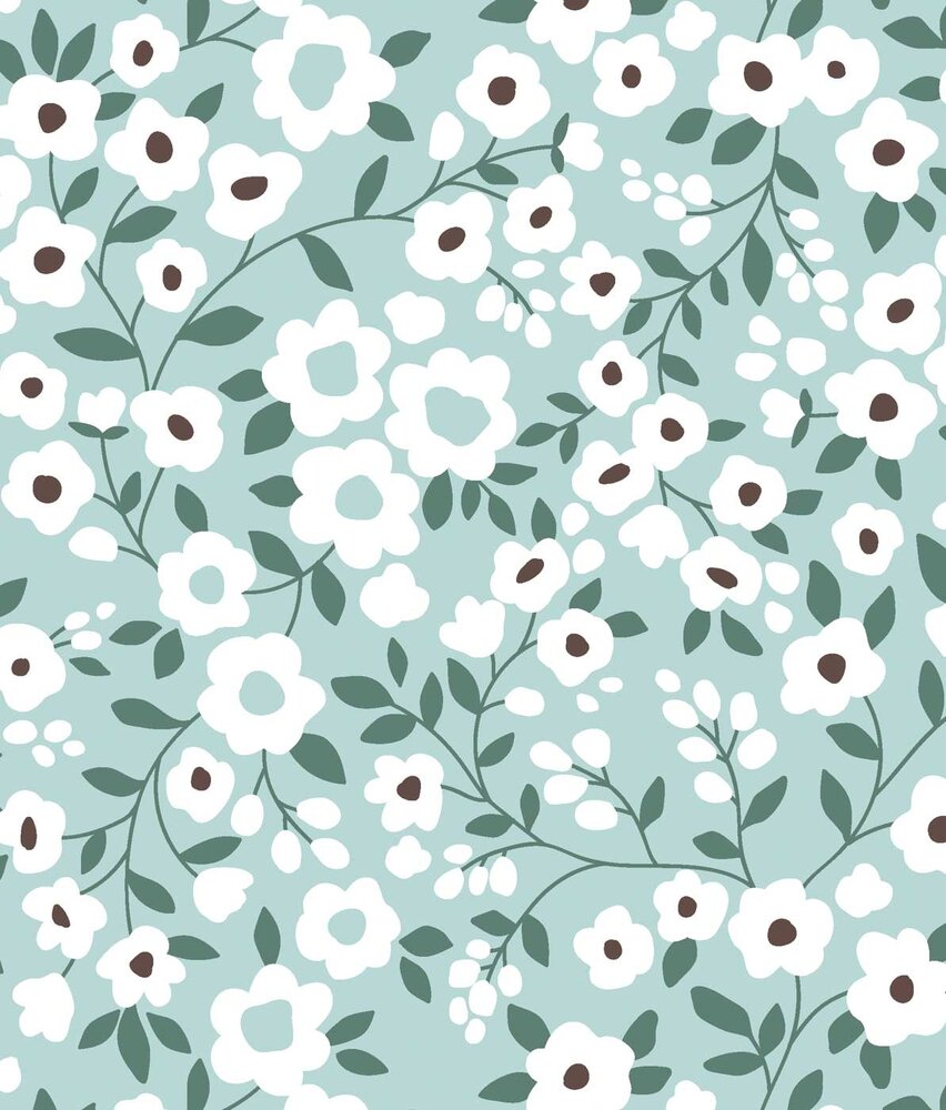 Children's wallpaper flowers Minty Meadow Bliss, washable Children's wallpaper flowers Minty Meadow Bliss, washable