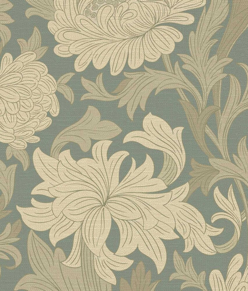 Floral wallpaper Classical Floral Charm, green, washable Floral wallpaper Classical Floral Charm, green, washable