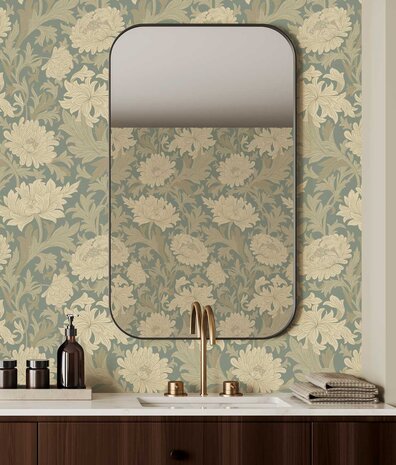 Floral wallpaper Classical Floral Charm, green, washable Floral wallpaper Classical Floral Charm, green, washable
