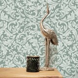 Klassiek behang Curly Green Elegance, groen, afwasbaar