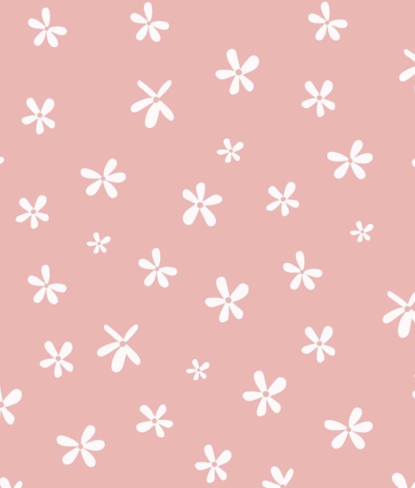 Kinderbehang Blushing Blooms Delight, roze, afwasbaar Kinderbehang Blushing Blooms Delight, roze, afwasbaar