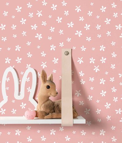 Kinderbehang Blushing Blooms Delight, roze, afwasbaar Kinderbehang Blushing Blooms Delight, roze, afwasbaar