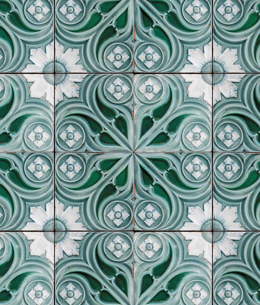 Tapete Minty Portugiesische Eleganz, grün, waschbar Tapete Minty Portugiesische Eleganz, grün, waschbar