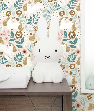 Kinderbehang Enchanting Unicorn Dreams, beige, afwasbaar Kinderbehang Enchanting Unicorn Dreams, beige, afwasbaar