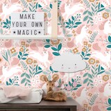 Kinderbehang Enchanting Unicorn Dreams, roze, afwasbaar Kinderbehang Enchanting Unicorn Dreams, roze, afwasbaar
