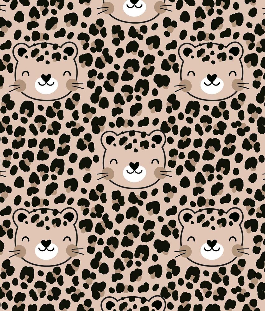 Kinderbehang luipaardprint Safari Dreams, beige, afwasbaar