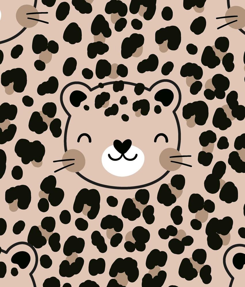 Kinderbehang luipaardprint Safari Dreams, beige, afwasbaar