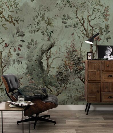 Vintage-Tapete Peacock Garden Delight, waschbar Vintage-Tapete Peacock Garden Delight, waschbar