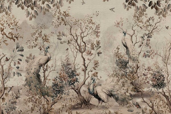 Vintage-Tapete Peacock Garden Delight, waschbar Vintage-Tapete Peacock Garden Delight, waschbar