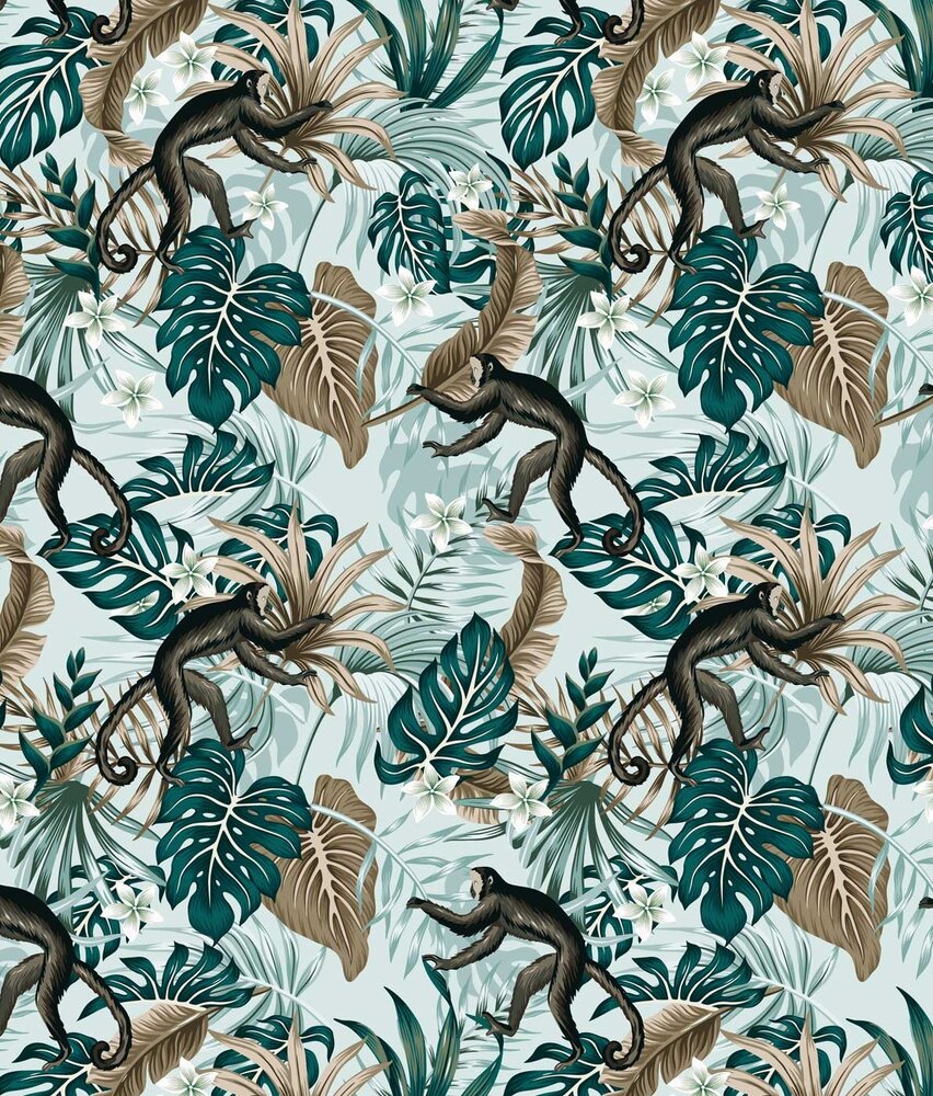 Children's wallpaper Cheeky Monkey Meadows, green, washable Children's wallpaper Cheeky Monkey Meadows, green, washable