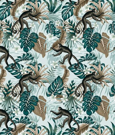 Children's wallpaper Cheeky Monkey Meadows, green, washable Children's wallpaper Cheeky Monkey Meadows, green, washable