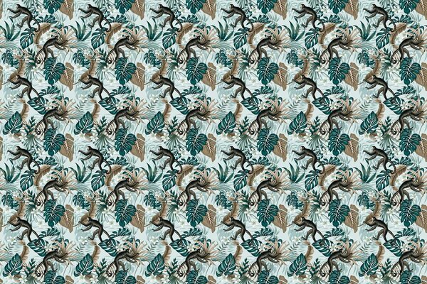 Children's wallpaper Cheeky Monkey Meadows, green, washable Children's wallpaper Cheeky Monkey Meadows, green, washable