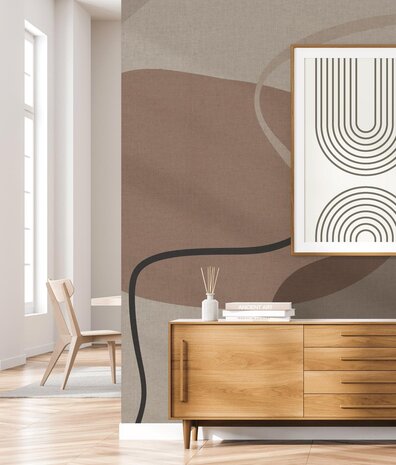 Graphic wallpaper Abstract Naturals, brown, washable Graphic wallpaper Abstract Naturals, brown, washable
