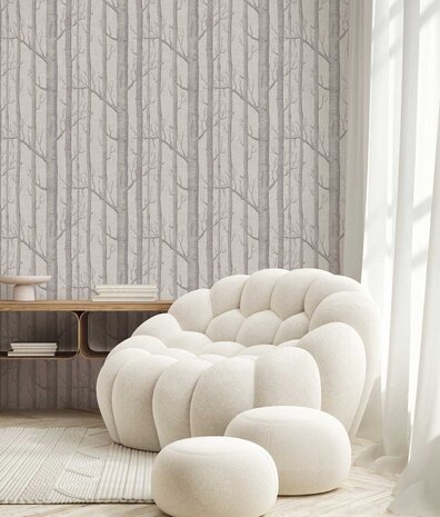 Wallpaper Graphic Woodland Charm, beige, washable