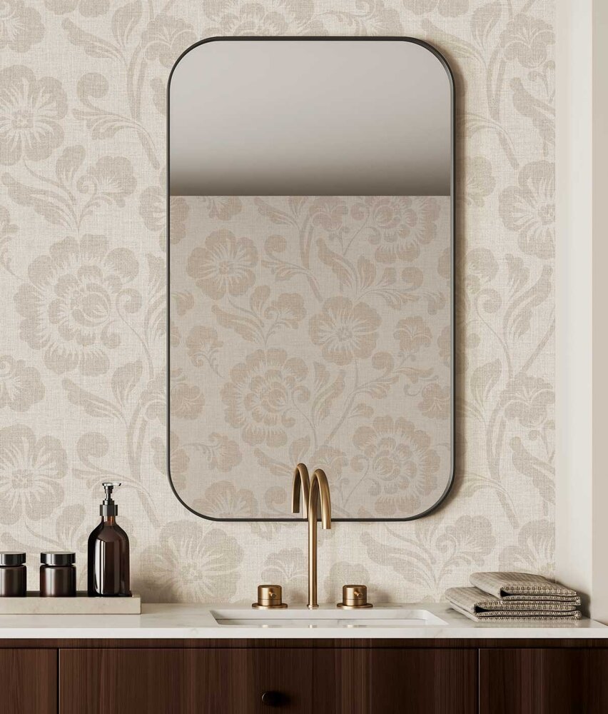 Bloemen behang Vintage Flowers, beige, afwasbaar Bloemen behang Vintage Flowers, beige, afwasbaar