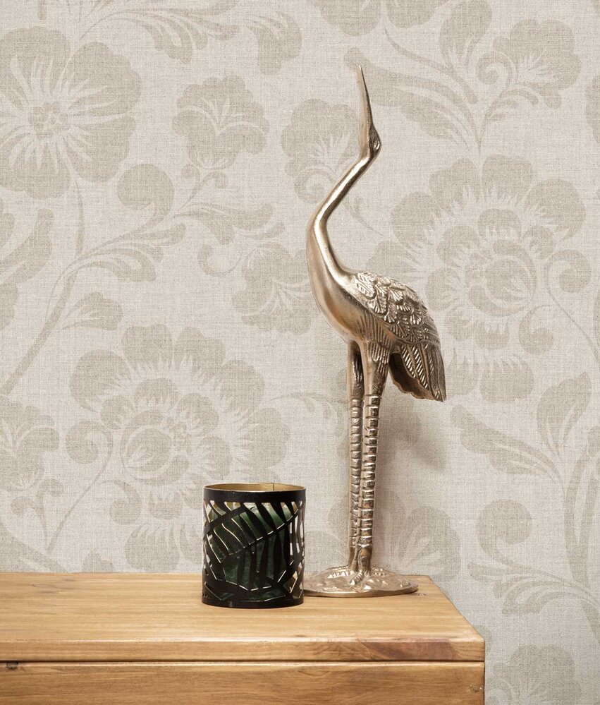 Bloemen behang Vintage Flowers, beige, afwasbaar Bloemen behang Vintage Flowers, beige, afwasbaar