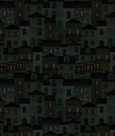 Abstract behang Lisbon Nightscape, zwart, afwasbaar Abstract behang Lisbon Nightscape, zwart, afwasbaar