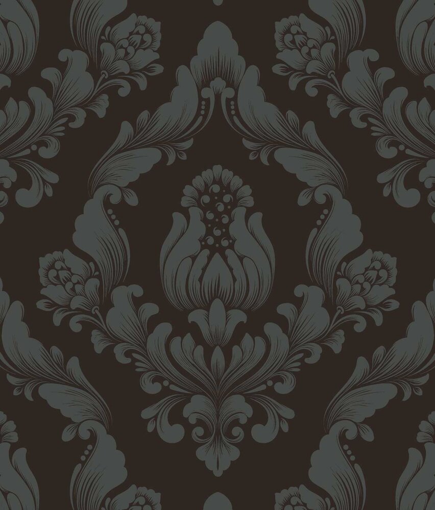 Klassiek bloemen behang Exotic Elegance, bruin, afwasbaar