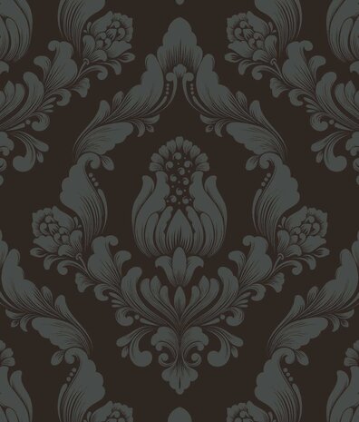 Klassiek bloemen behang Exotic Elegance, bruin, afwasbaar