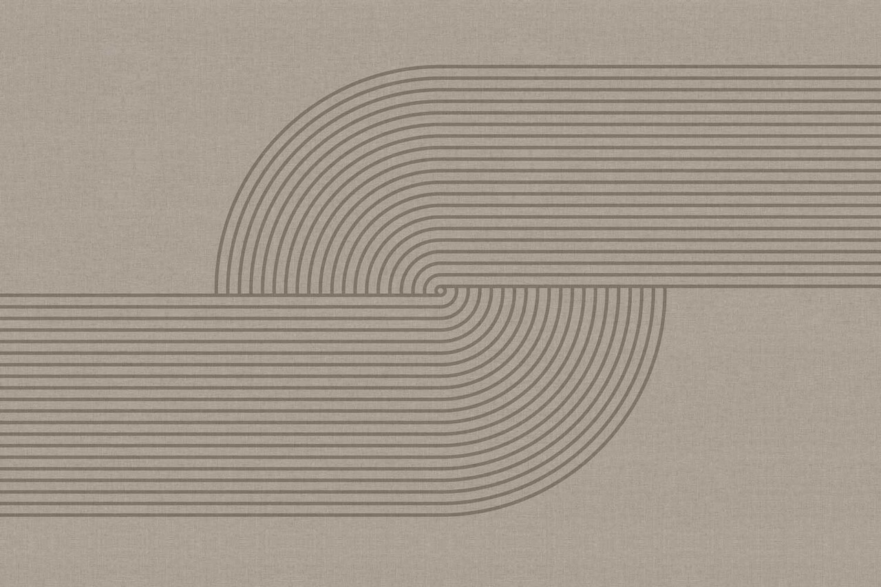 Retro behang Midcentury Centerpiece, zand, afwasbaar Retro behang Midcentury Centerpiece, zand, afwasbaar