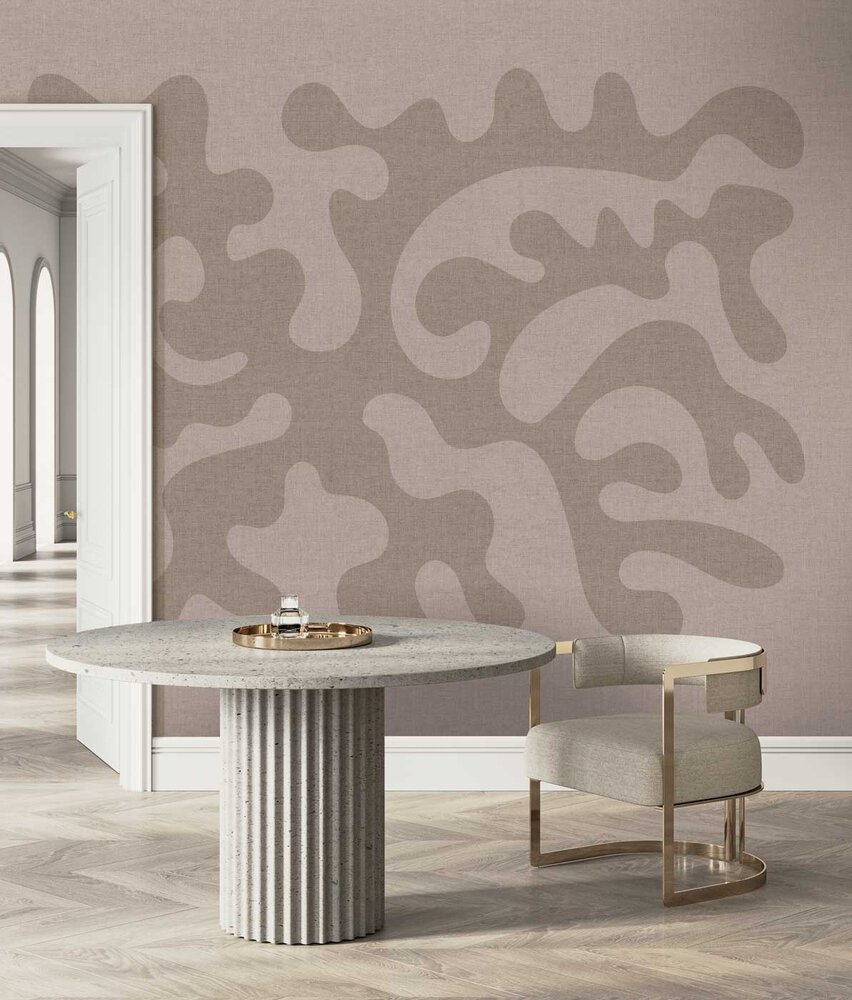 Retro wallpaper Vibrant Matisse Dream, pink, washable Retro wallpaper Vibrant Matisse Dream, pink, washable