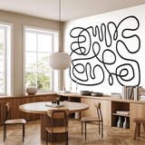 Retro behang Midcentury Bold Stripe, zwart-wit, afwasbaar Retro behang Midcentury Bold Stripe, zwart-wit, afwasbaar