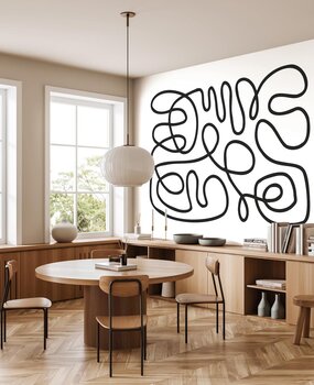 Retro behang Midcentury Bold Stripe, zwart-wit, afwasbaar Retro behang Midcentury Bold Stripe, zwart-wit, afwasbaar