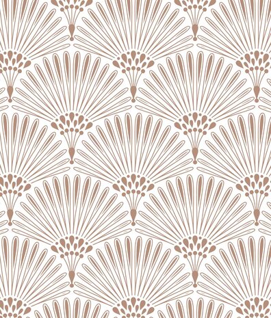 Retro behang Deco Blossom, beige, afwasbaar Retro behang Deco Blossom, beige, afwasbaar