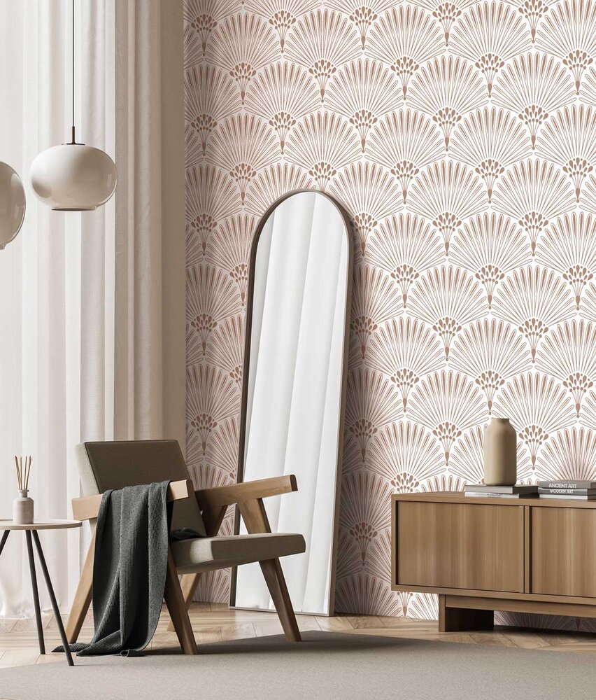 Retro-Tapete Deco Blossom, beige, waschbar Retro-Tapete Deco Blossom, beige, waschbar