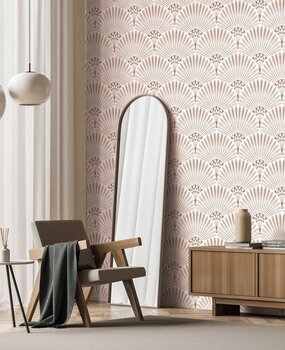 Retro behang Deco Blossom, beige, afwasbaar Retro behang Deco Blossom, beige, afwasbaar