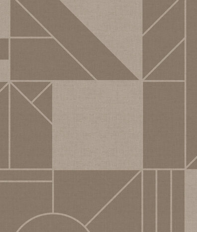 Grafisch behang Cubical Retro, bruin, afwasbaar Grafisch behang Cubical Retro, bruin, afwasbaar