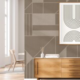 Grafisch behang Cubical Retro, bruin, afwasbaar