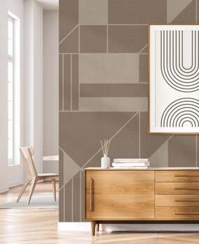 Grafische Tapete Cubical Retro, braun, waschbar Grafische Tapete Cubical Retro, braun, waschbar