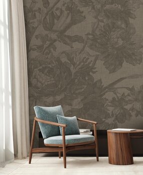 Vintage floral wallpaper Old Blossom, brown, washable Vintage floral wallpaper Old Blossom, brown, washable