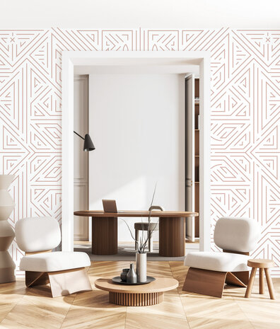 Grafisch behang Ethnic Chique, wit, afwasbaar