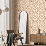 Retro behang Sunny Delight Blooms, beige, afwasbaar Retro behang Sunny Delight Blooms, beige, afwasbaar