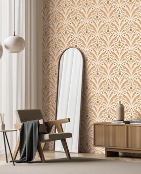 Retro-Tapete Sunny Delight Blooms, beige, waschbar Retro-Tapete Sunny Delight Blooms, beige, waschbar