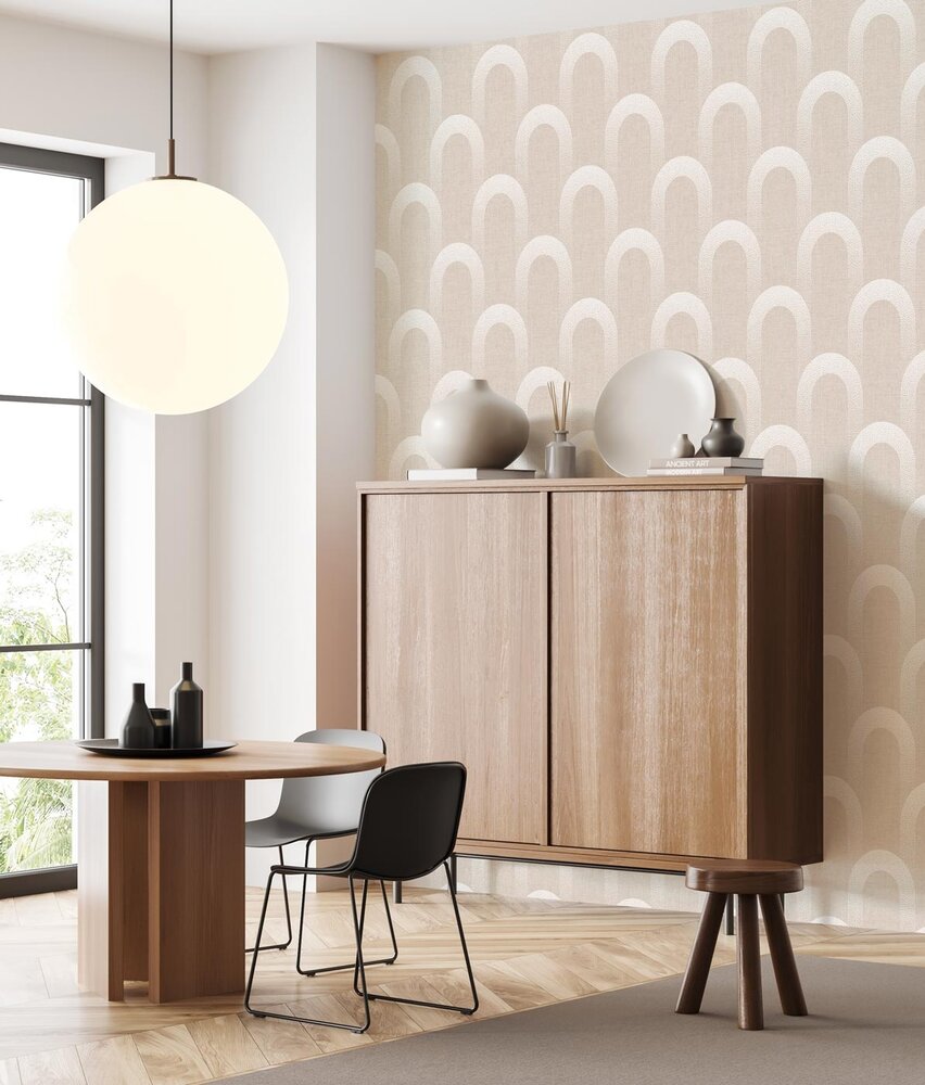 Grafische Tapete Abstract Archways, beige, waschbar Grafische Tapete Abstract Archways, beige, waschbar