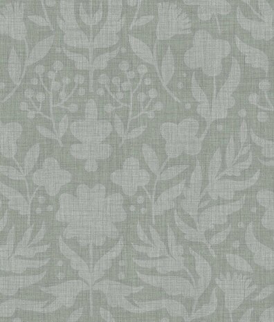 Bloemen behang Flower Dreams, groen, afwasbaar Bloemen behang Flower Dreams, groen, afwasbaar